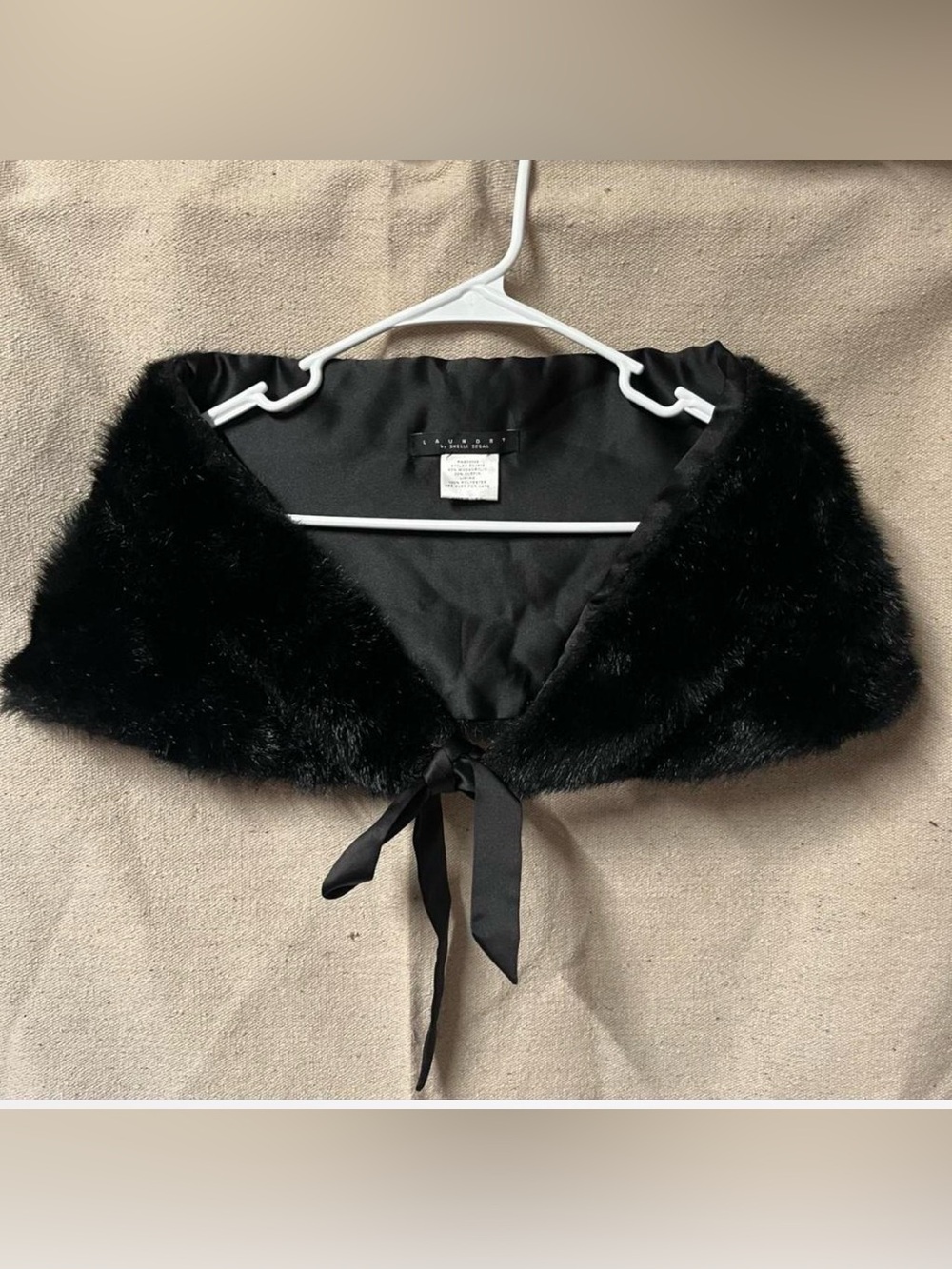 Laundry By Shelli Segal Black Faux Fur Shaw